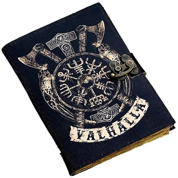 Handmade leather journal Valhalla viking Vegvisir Journal For Traveling Sketchbook Blank notebook For men women birthday anniversary gift